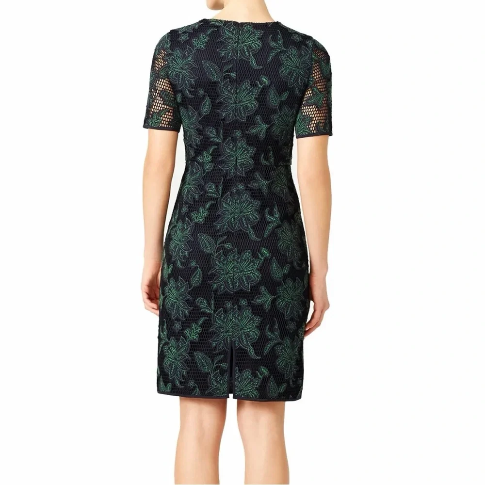 NWOT Tory Burch Blue Lace Appliqué Fishnet Sheath Dress Midi - Sz 6 MSRP $400 - Picture 4 of 6